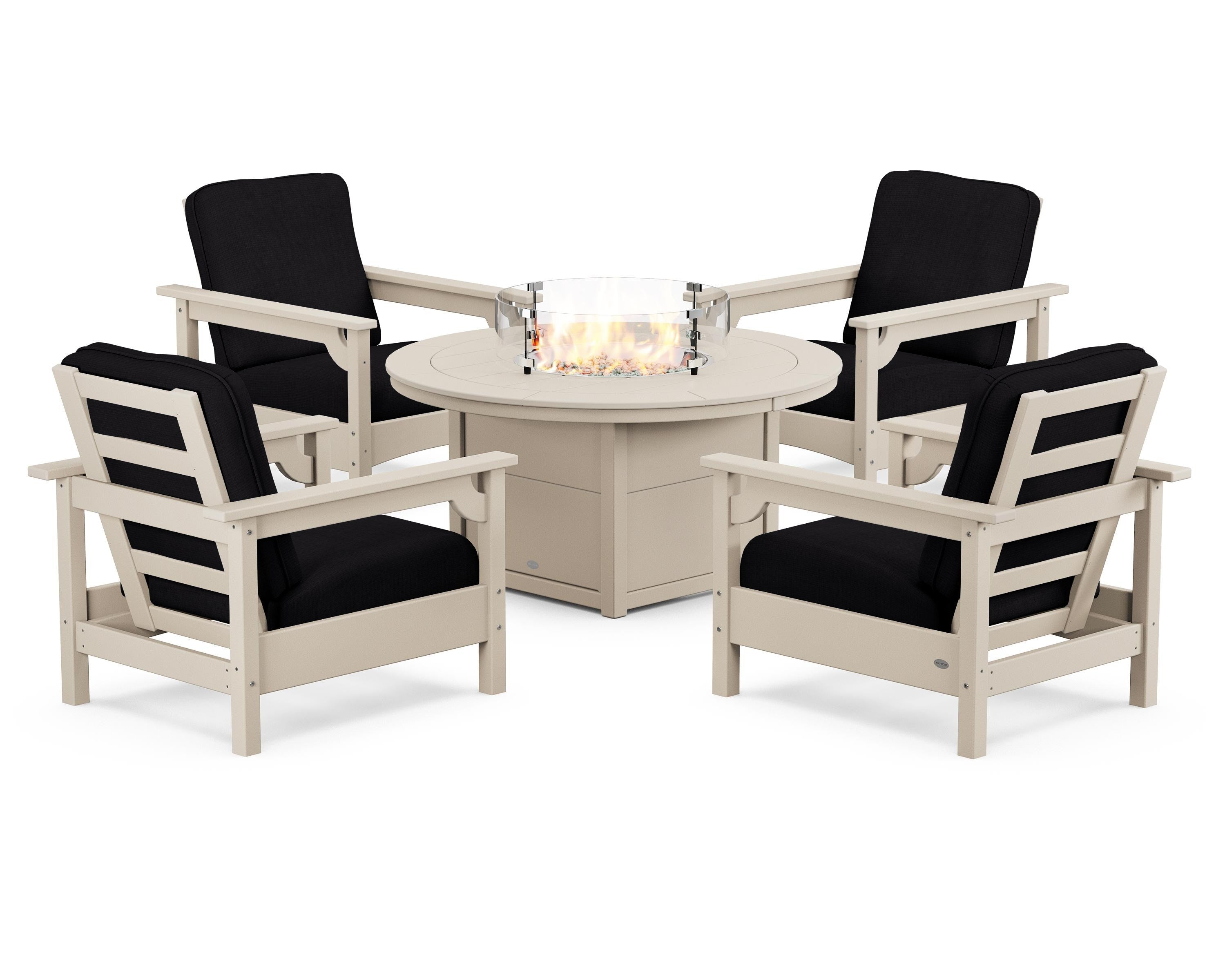 Club 5-Piece Conversation Set with Fire Pit Table