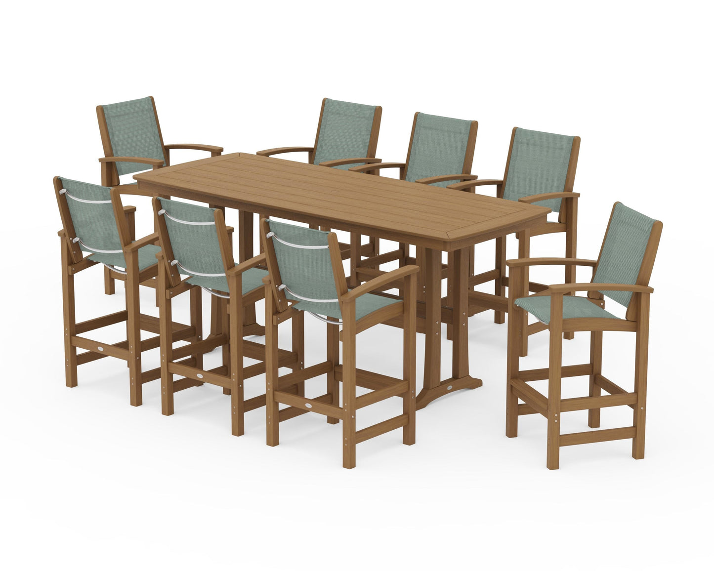 Coastal 9-Piece Bar Set with Trestle Legs
