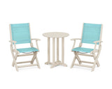 Coastal Folding 3-Piece Round Bistro Dining Set