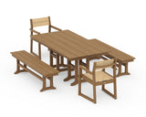 EDGE Sling Arm Chair 5-Piece Farmhouse Dining Set with Benches