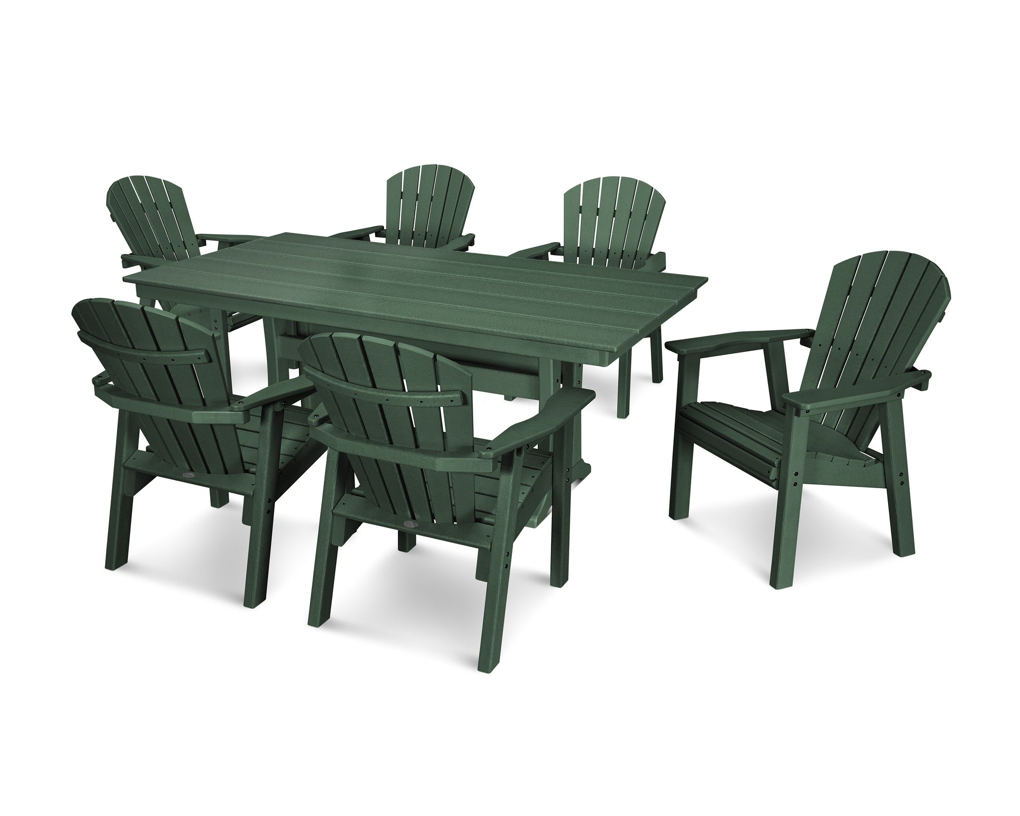 Seashell 7-Piece Farmhouse Dining Set with Trestle Legs