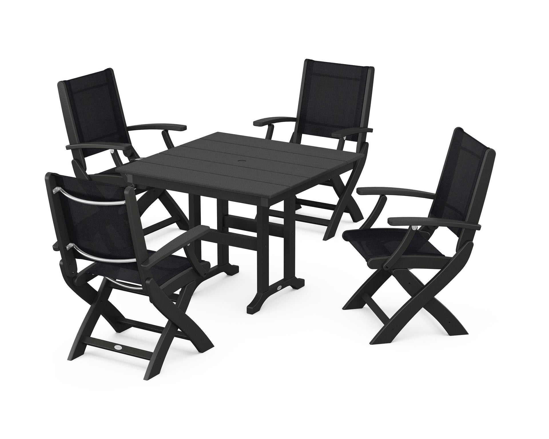 Coastal Folding Chair 5-Piece Farmhouse Dining Set