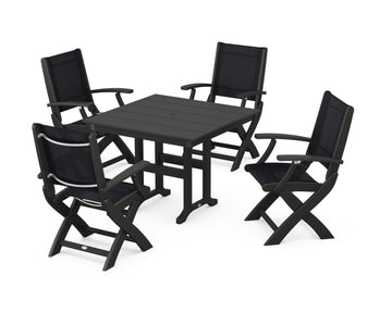 Coastal Folding Chair 5-Piece Farmhouse Dining Set