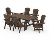 Nautical Curveback Adirondack Swivel Chair 7-Piece Rustic Farmhouse Dining Set