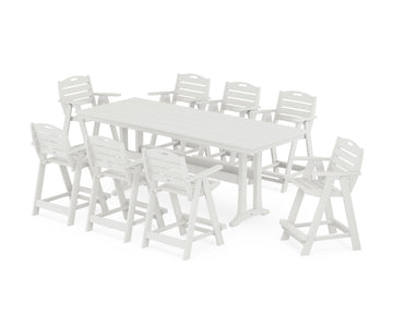 Nautical 9-Piece Farmhouse Counter Set with Trestle Legs