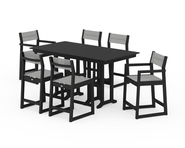 EDGE Sling 7-Piece Farmhouse Counter Set with Trestle Legs