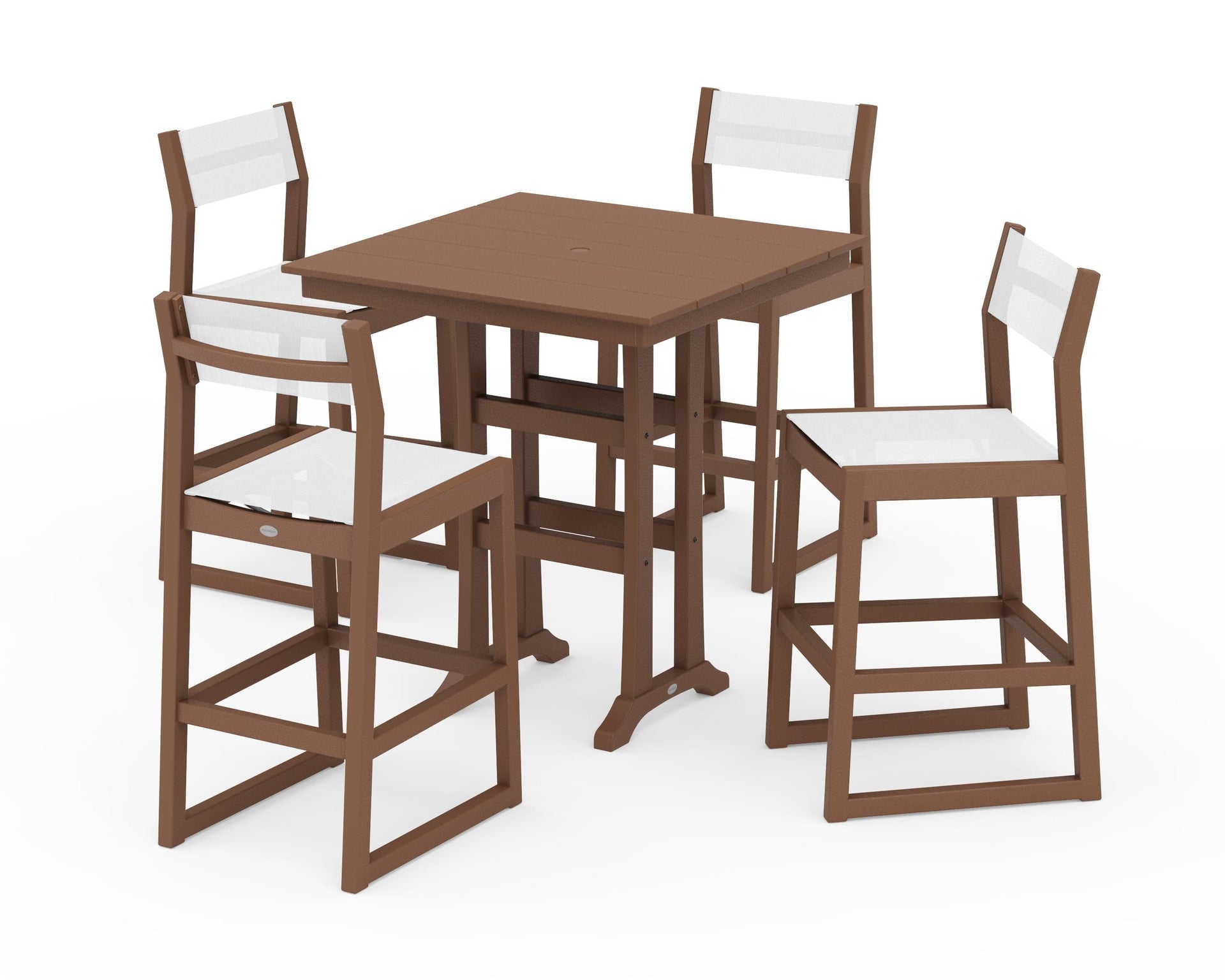 EDGE Sling Arm Chair 5-Piece Farmhouse Bar Set with Trestle Legs