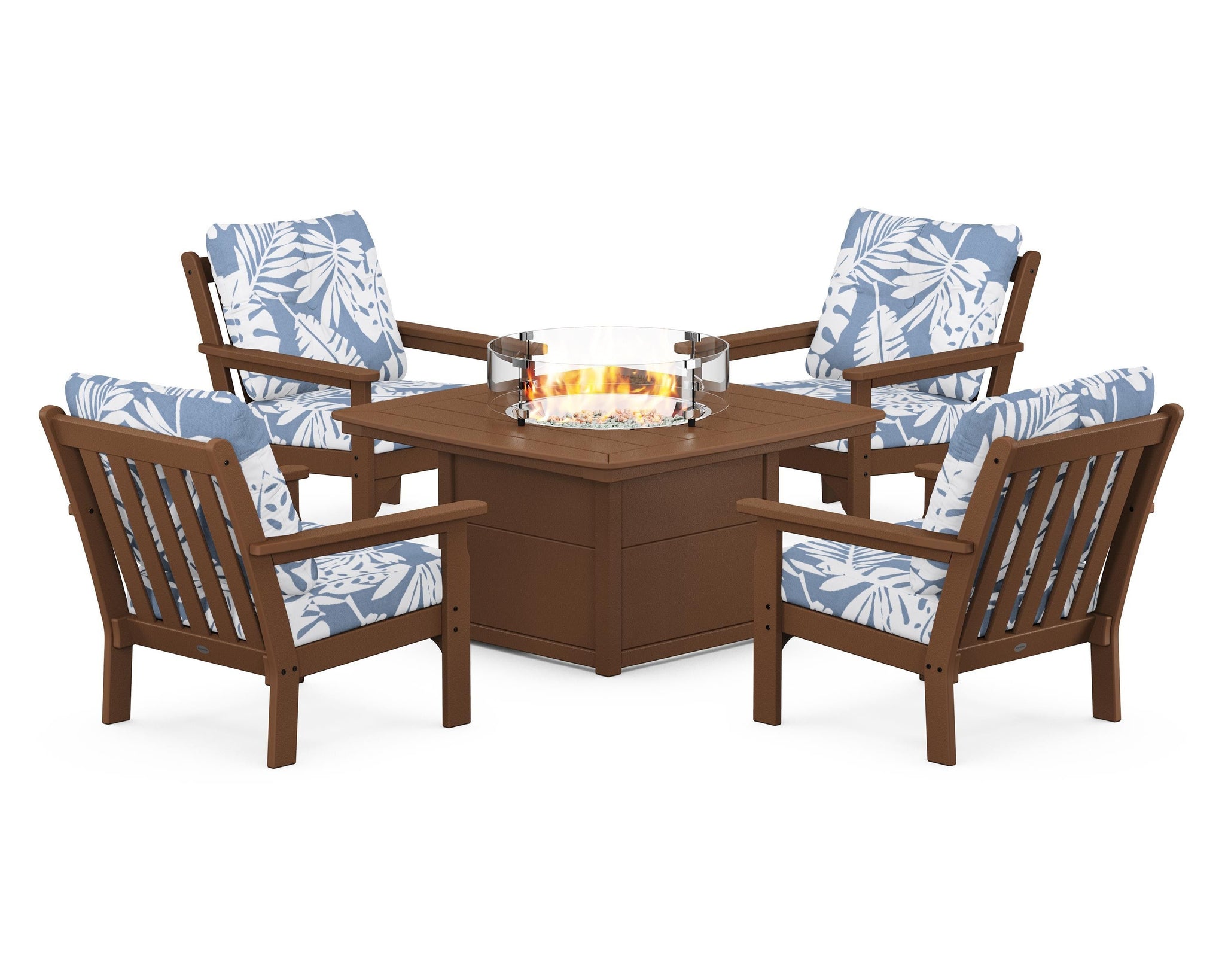Vineyard 5-Piece Conversation Set with Fire Pit Table