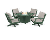 Braxton 5-Piece Deep Seating Swivel Conversation Set with Fire Pit Table