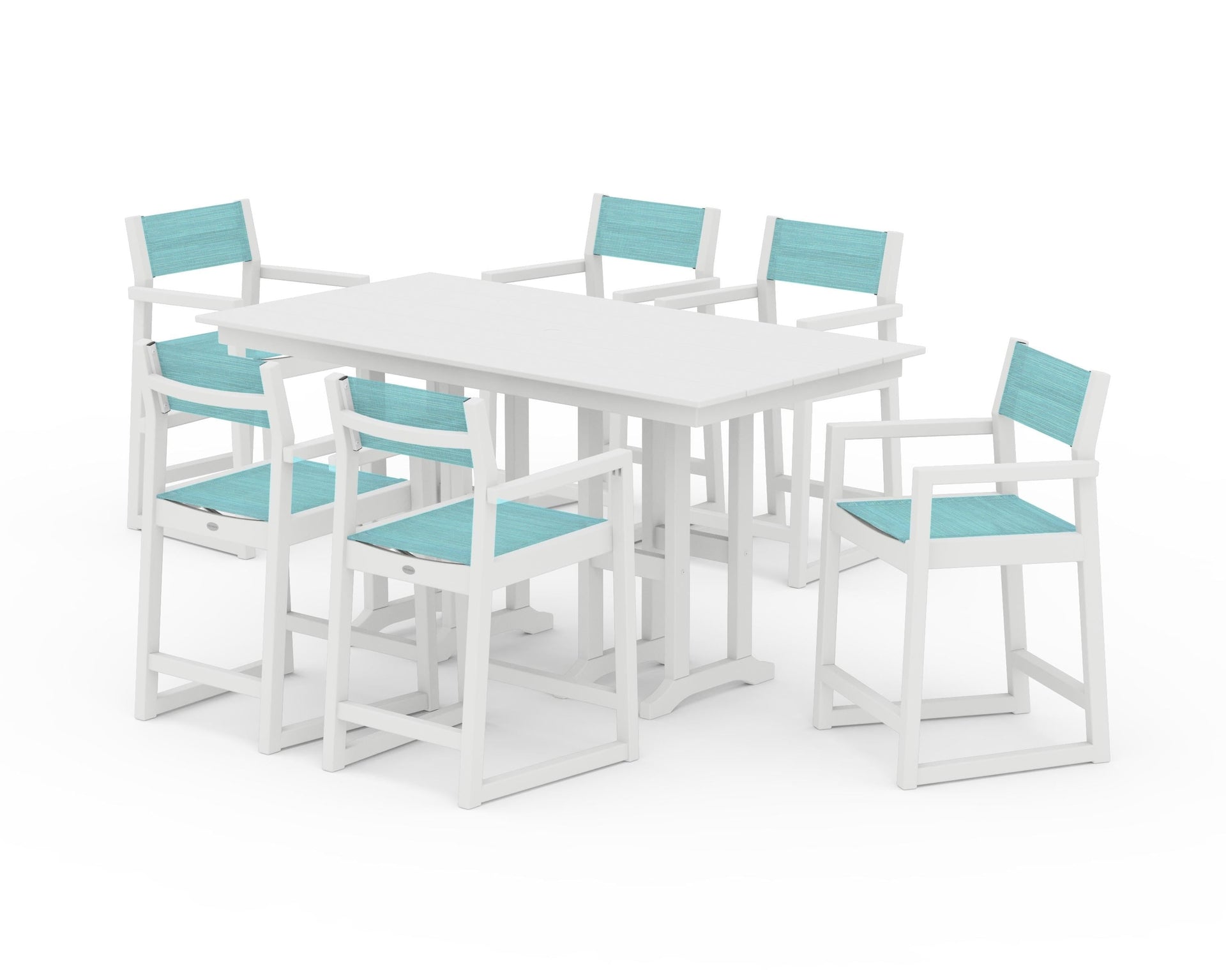 EDGE Sling Arm Chair 7-Piece Farmhouse Counter Set
