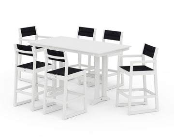 EDGE Sling 7-Piece Farmhouse Bar Set with Trestle Legs