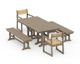 EDGE Sling Arm Chair 5-Piece Farmhouse Dining Set with Benches