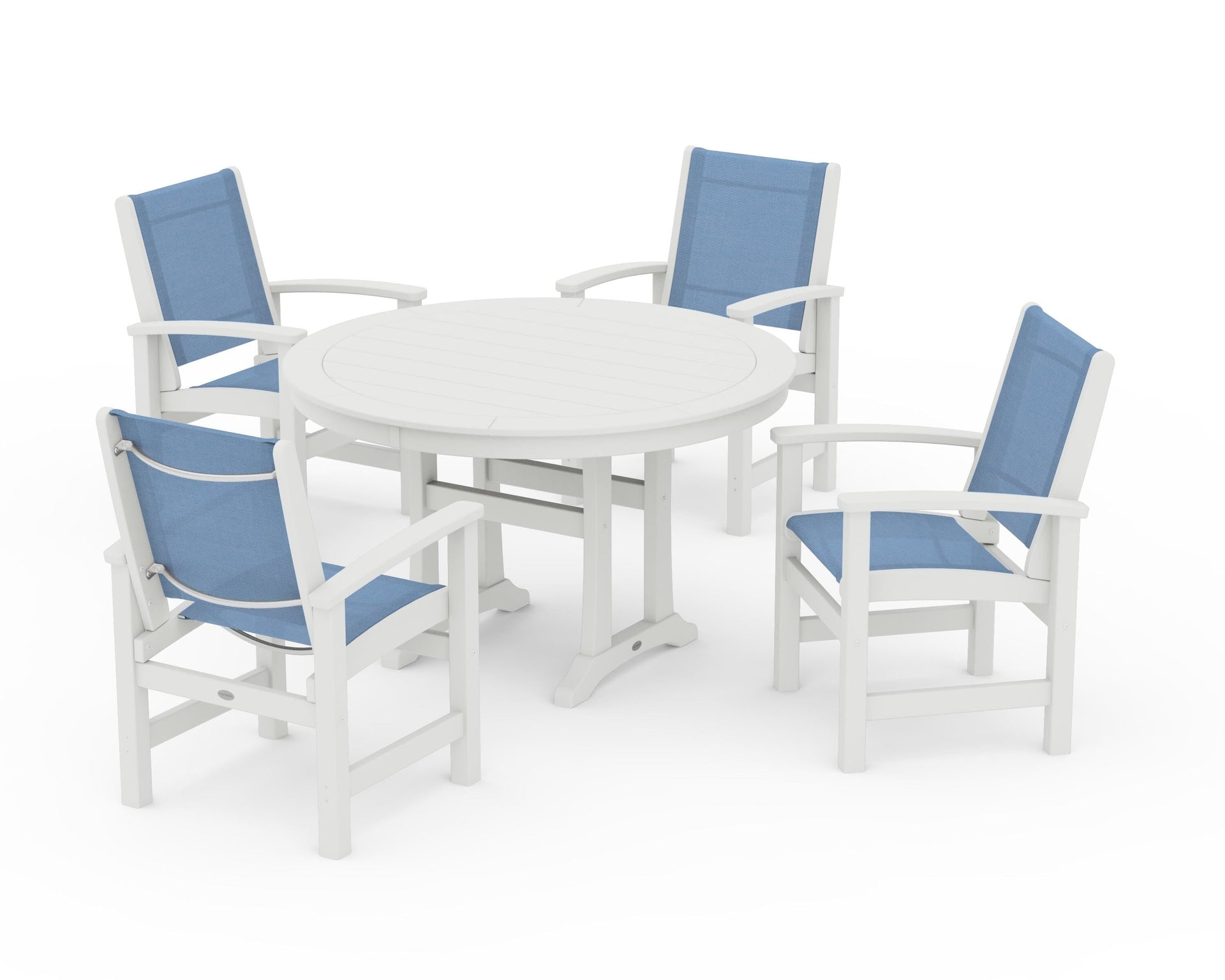 Coastal 5-Piece Round Dining Set with Trestle Legs