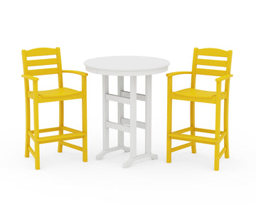La Casa Café 3-Piece Round Farmhouse Bar Set