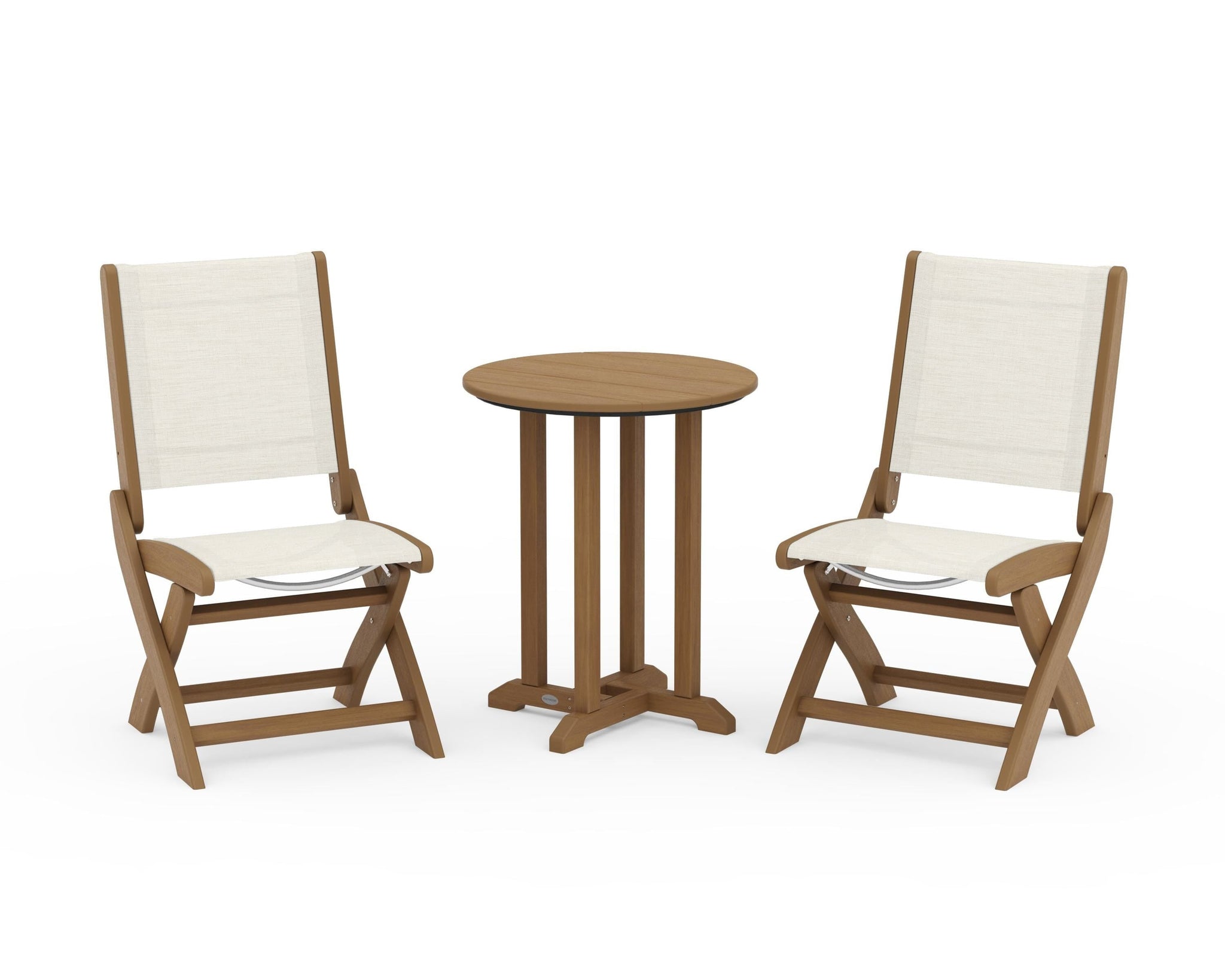 Coastal Folding Side Chair 3-Piece Round Bistro Dining Set