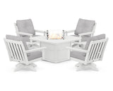 Vineyard 5-Piece Deep Seating Swivel Conversation Set with Fire Pit Table