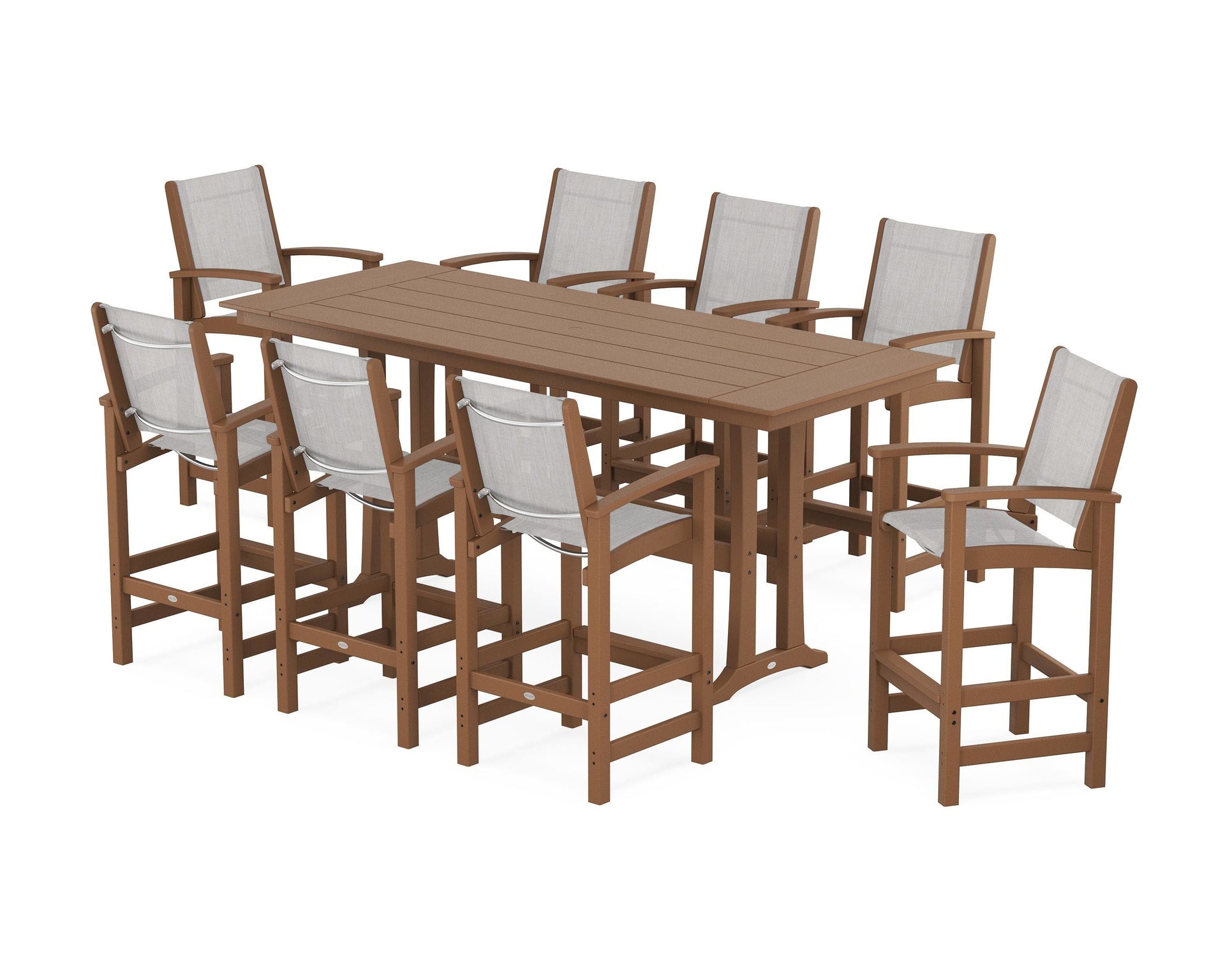 Coastal 9-Piece Farmhouse Bar Set with Trestle Legs