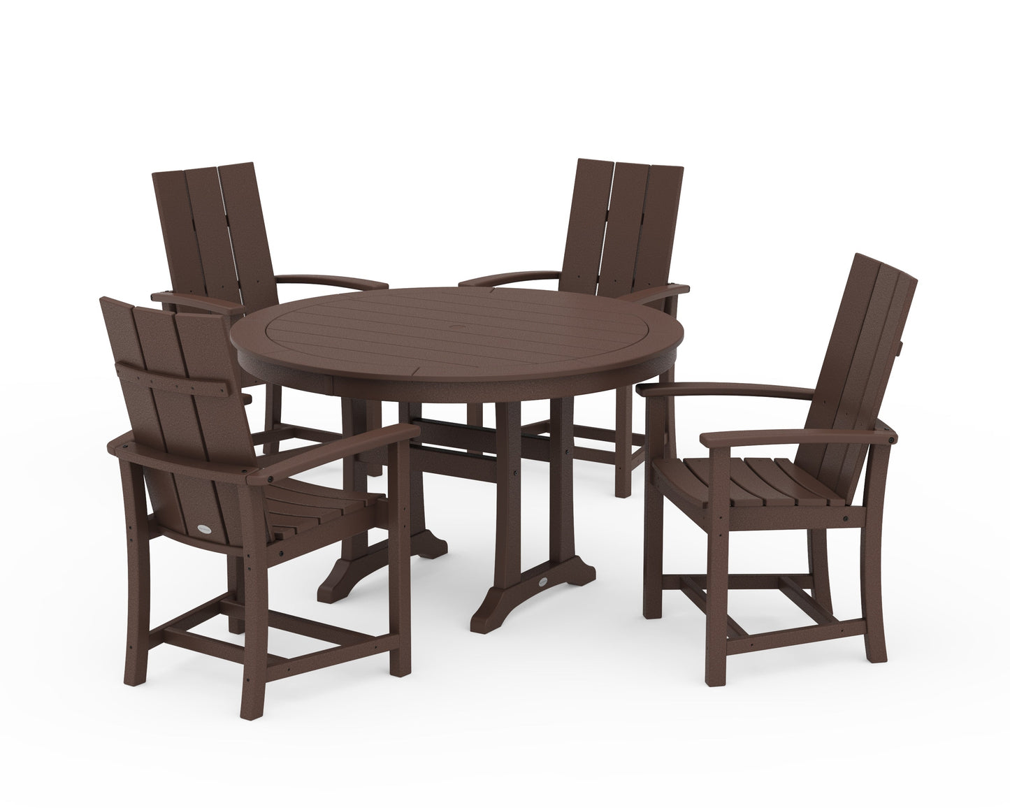 Modern Adirondack 5-Piece Round Dining Set with Trestle Legs