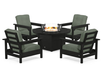 Club 5-Piece Conversation Set with Fire Pit Table