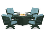 Vineyard 5-Piece Deep Seating Swivel Conversation Set with Fire Pit Table