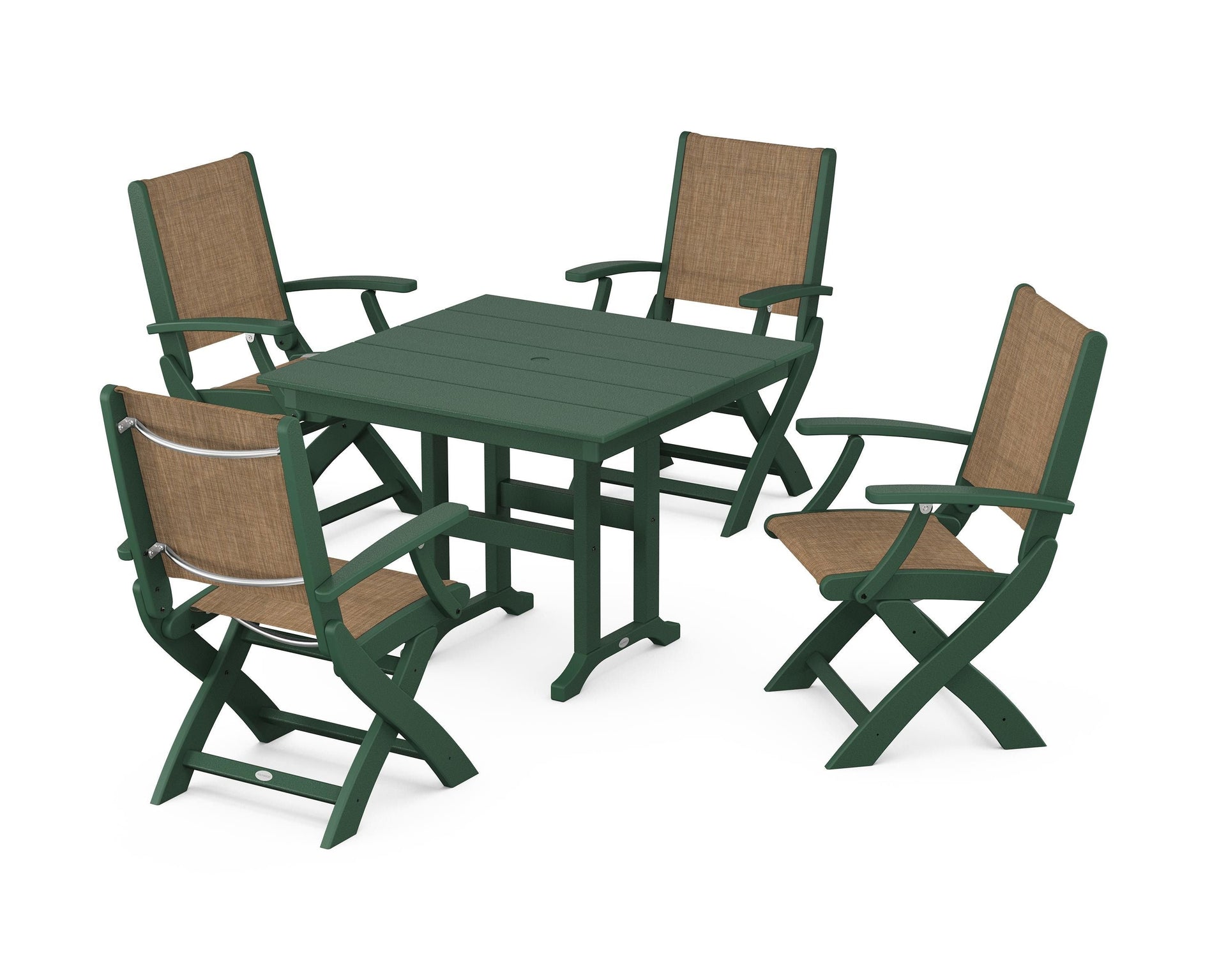 Coastal Folding Chair 5-Piece Farmhouse Dining Set