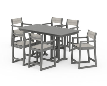 EDGE Sling Arm Chair 7-Piece Farmhouse Counter Set