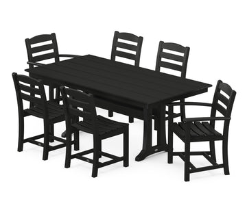 La Casa Café 7-Piece Farmhouse Dining Set with Trestle Legs