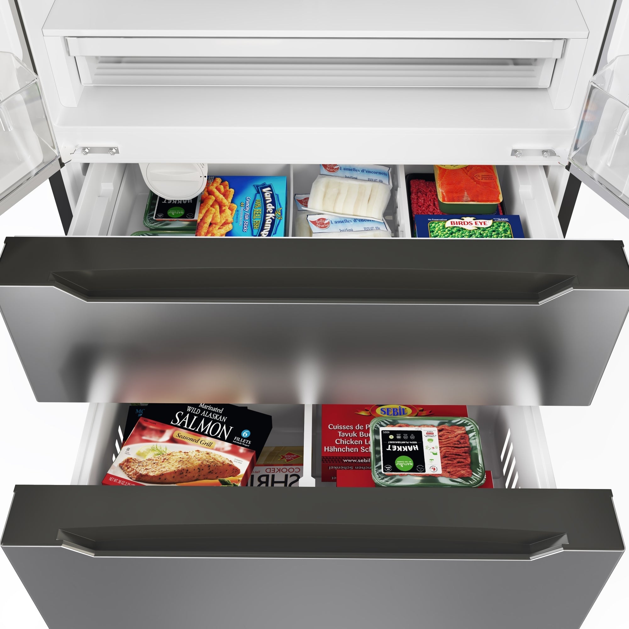 22.5 Cu. ft. French Door Refrigerator, Deep Freezer, 4 Door Stainless-Steel Fridge