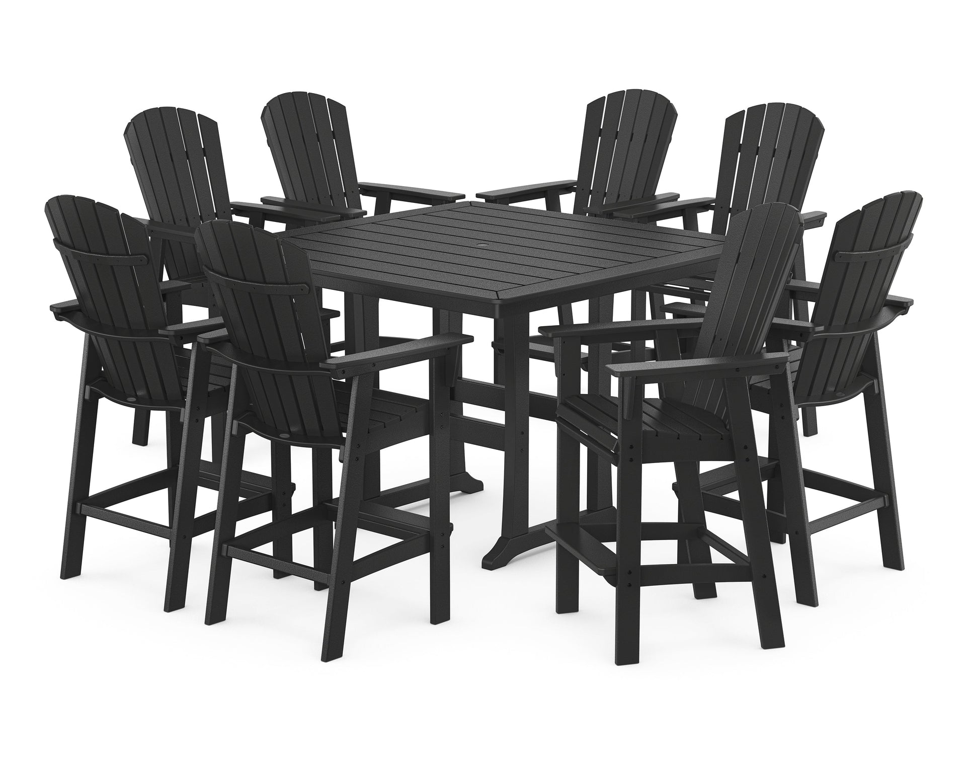 Nautical Curveback Adirondack 9-Piece Trestle Bar Set