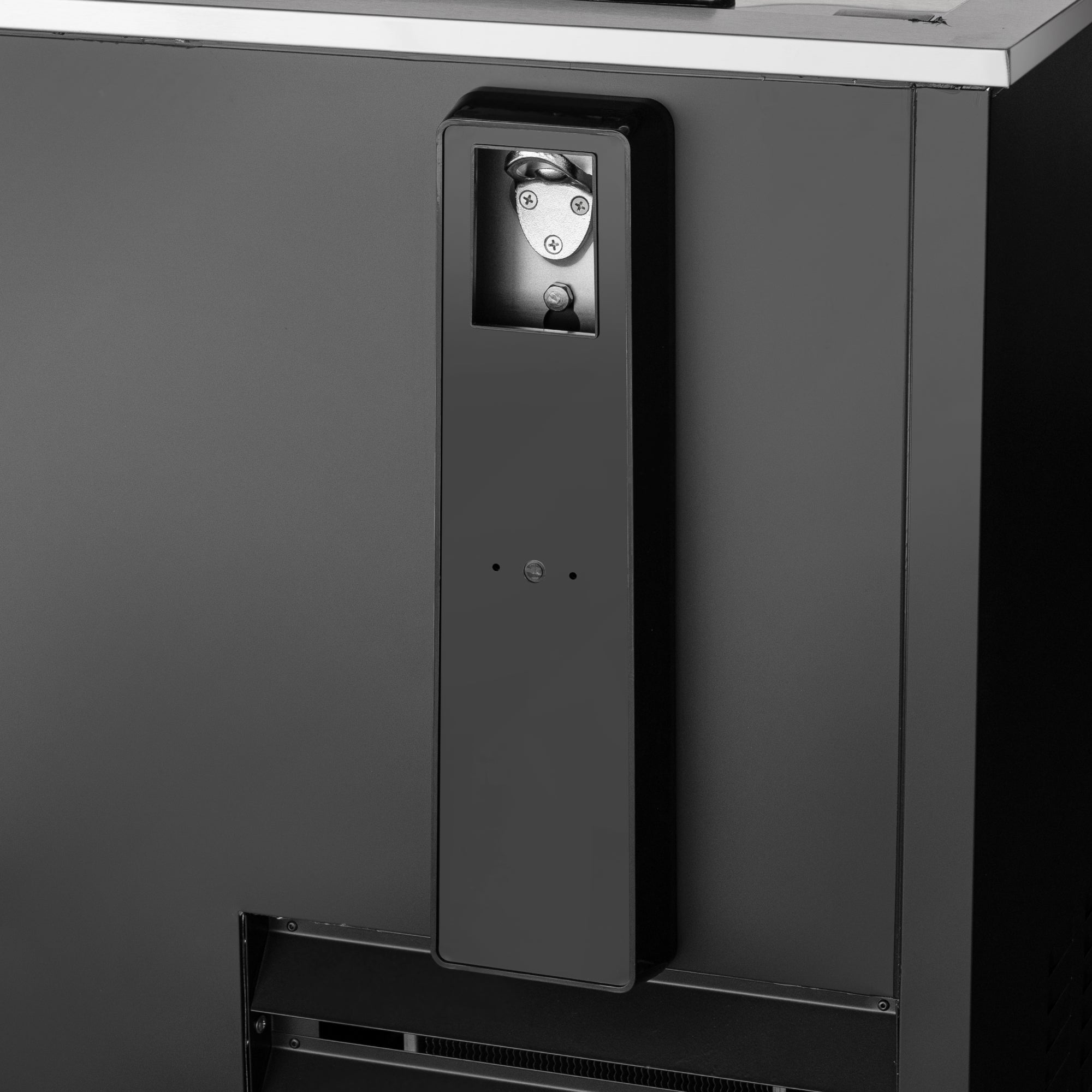 95 in. Commercial Bottle Cooler in Black with Built-In Opener, ETL Listed, 30 cu. ft.