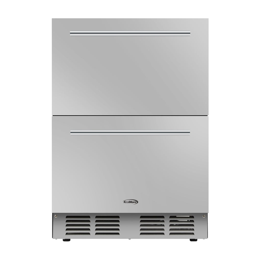 24 in.  Built-in Two-Drawer Outdoor Refrigerator in Stainless-Steel