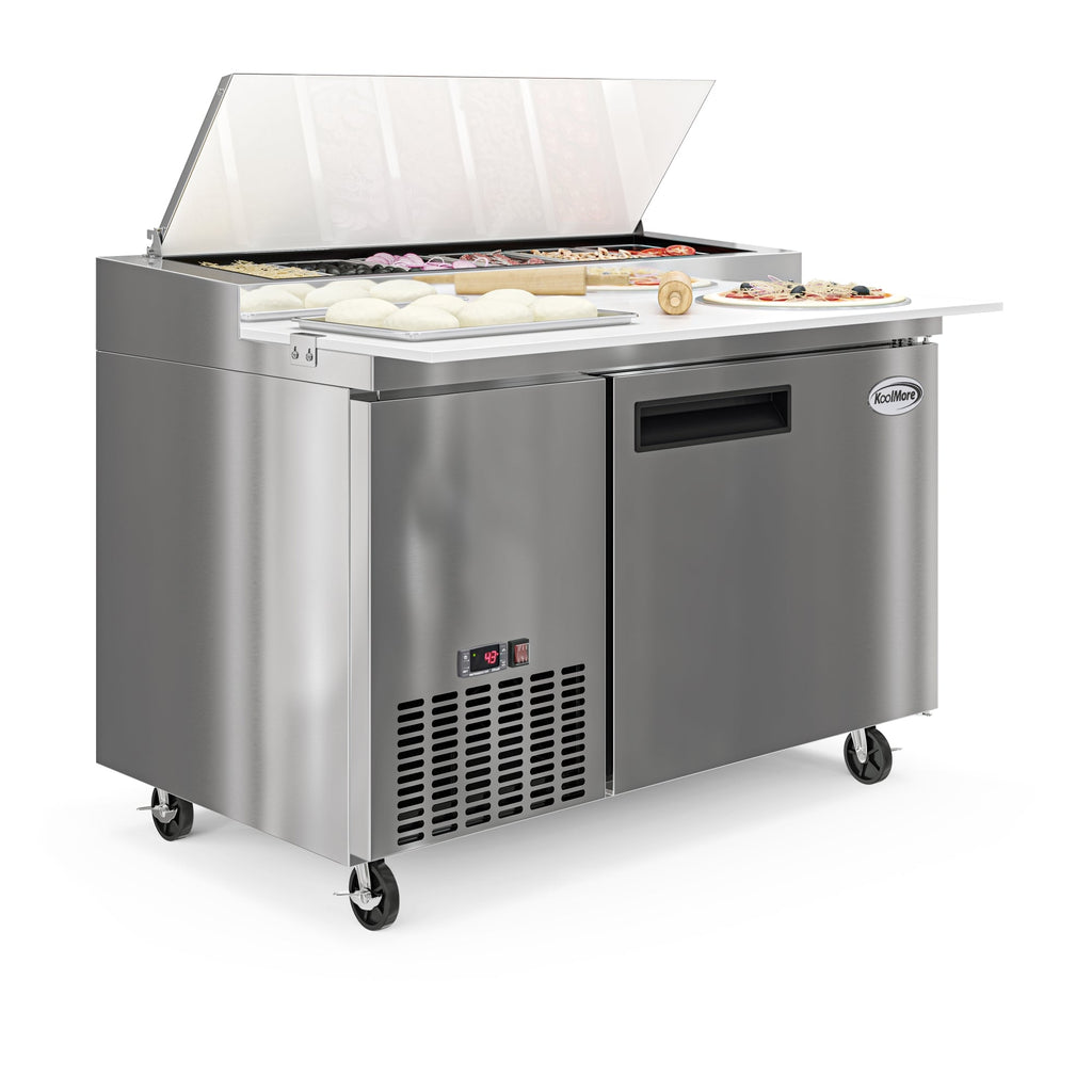 50 in. One Door Commercial Pizza Prep Refrigerator in Stainless-Steel