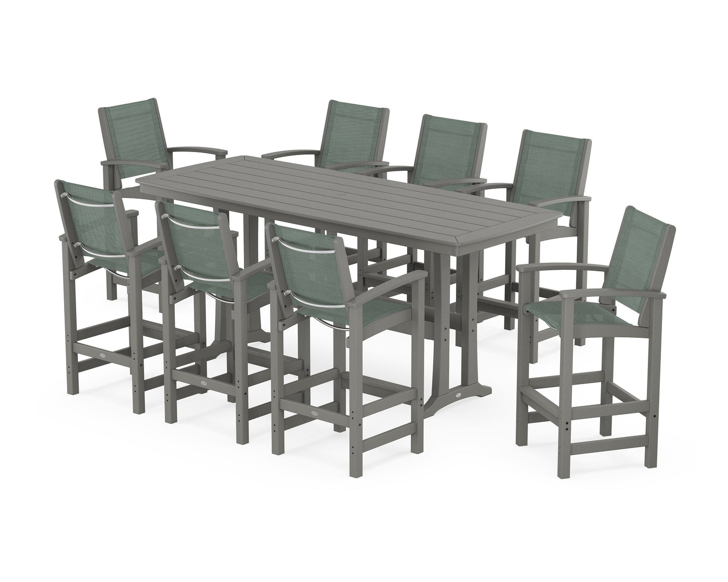 Coastal 9-Piece Bar Set with Trestle Legs