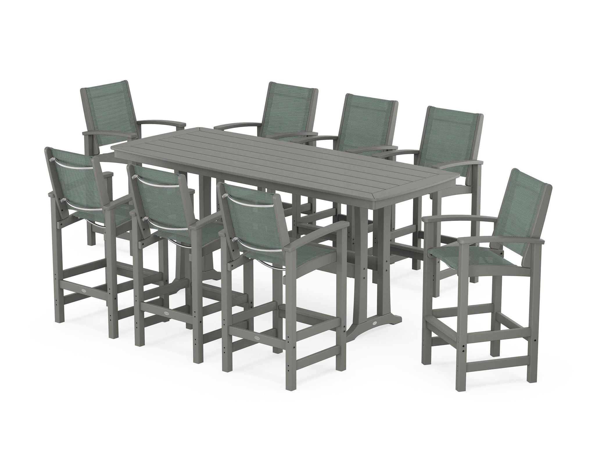 Coastal 9-Piece Bar Set with Trestle Legs