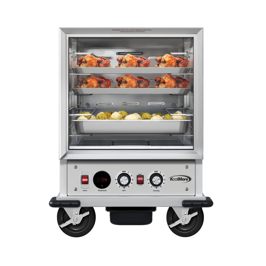 33 in. Commercial Half Size Non-Insulated 12-Pan Holding Cabinet with Wire Racks and Solid Dutch Doors in Silver