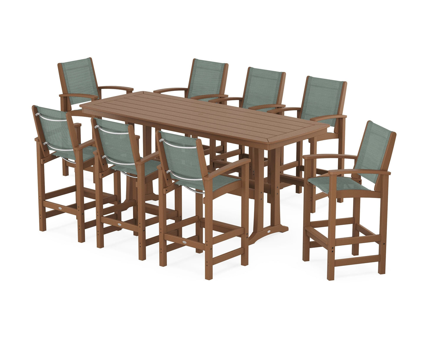 Coastal 9-Piece Bar Set with Trestle Legs