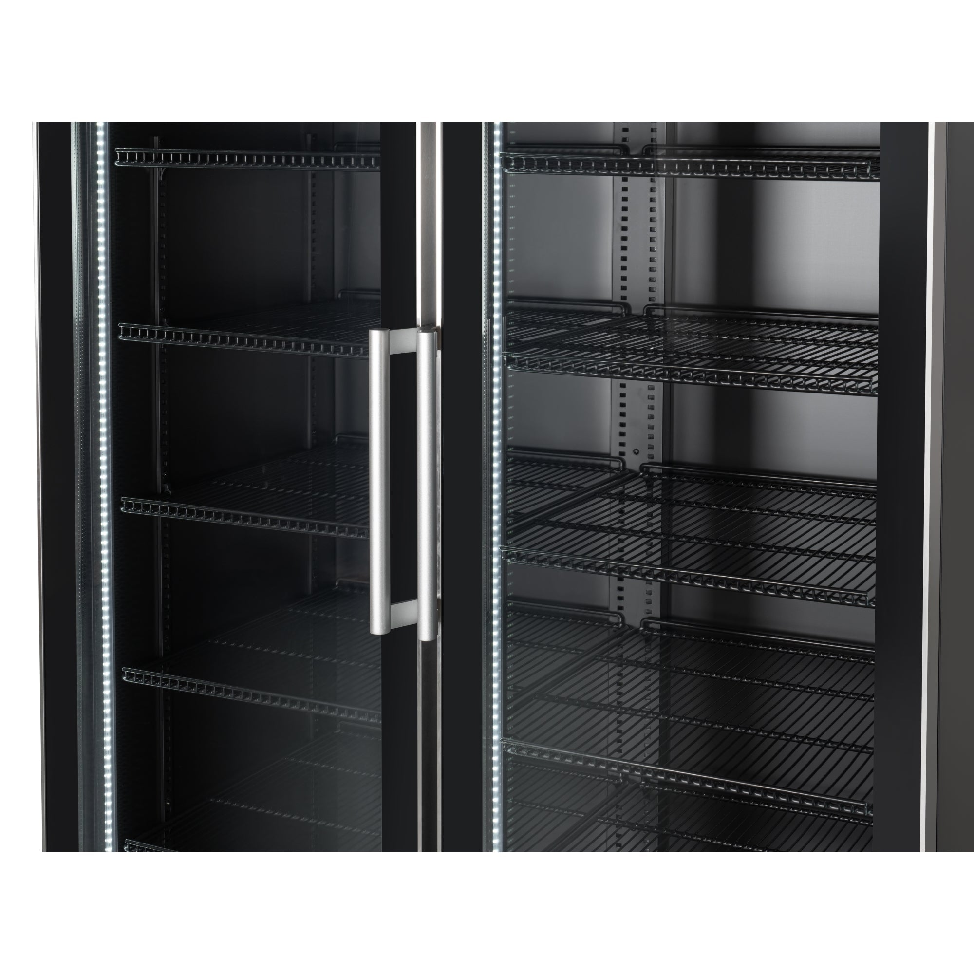 45 in. Two-Door Commercial Display Merchandiser Refrigerator in Sleek Black, 35 cu. ft. ETL Listed