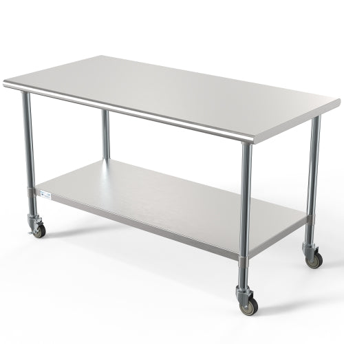 30" x 60" 18-Gauge 304 Stainless Steel Commercial Work Table with Casters