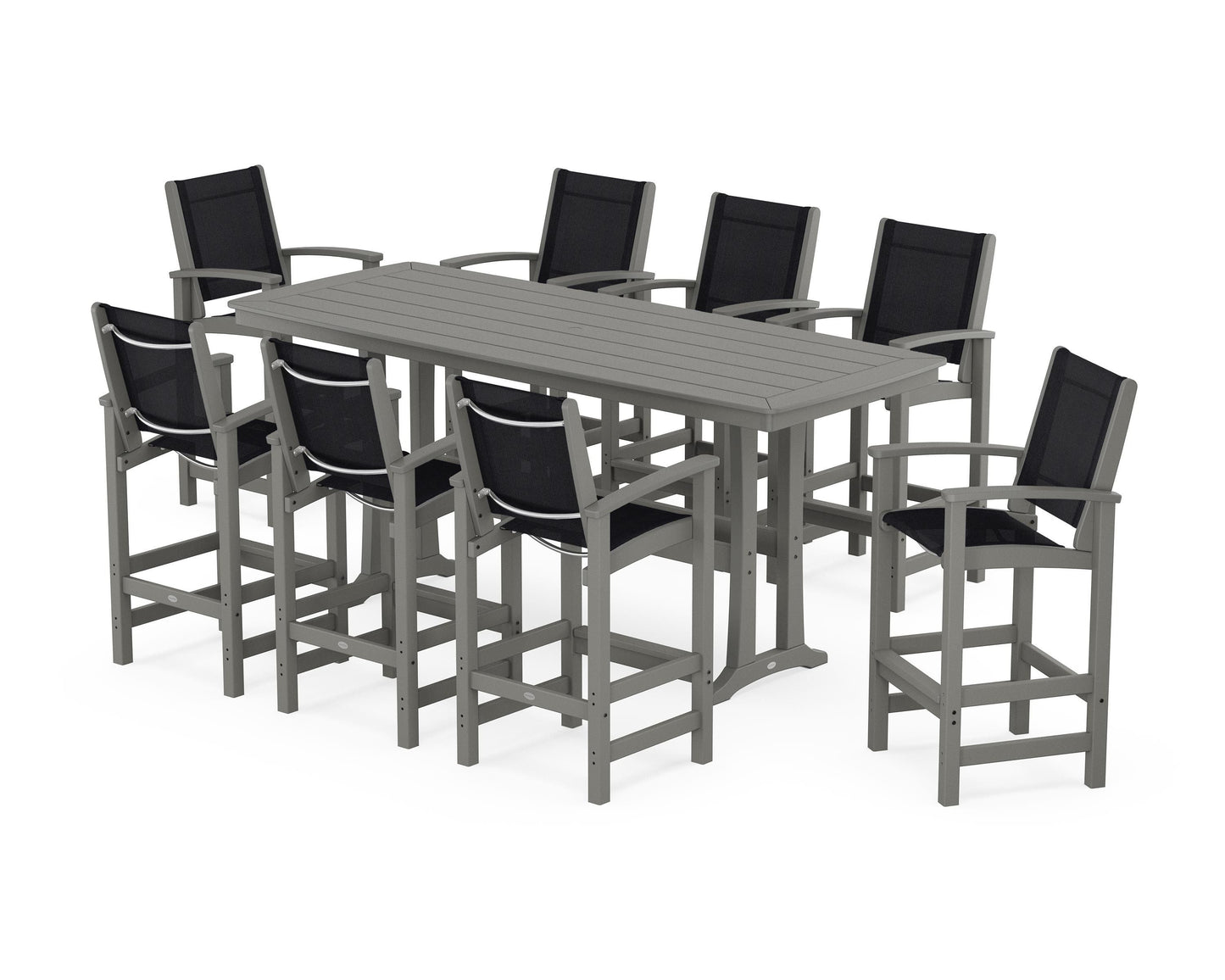 Coastal 9-Piece Bar Set with Trestle Legs