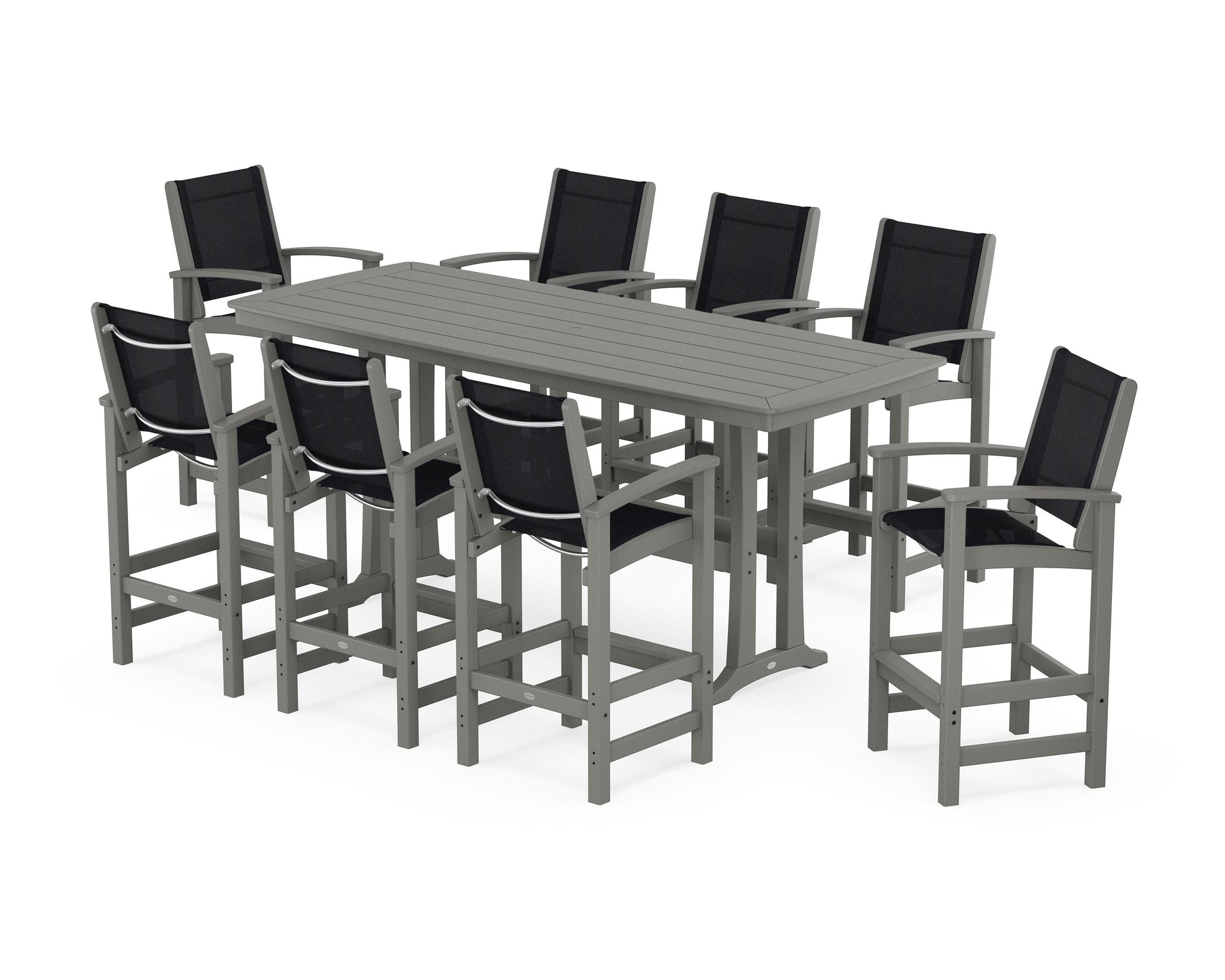 Coastal 9-Piece Bar Set with Trestle Legs