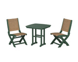Coastal Folding Side Chair 3-Piece Dining Set