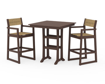 EDGE Sling Arm Chair 3-Piece Farmhouse Bar Set with Trestle Legs