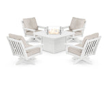 Vineyard 5-Piece Deep Seating Swivel Conversation Set with Fire Pit Table