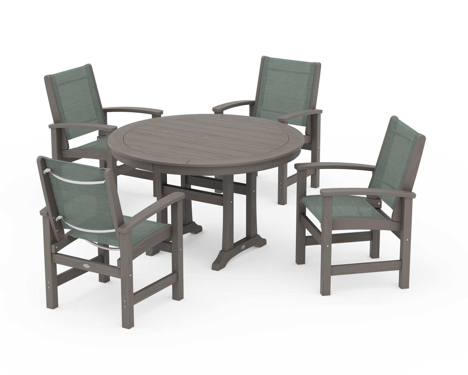 Coastal 5-Piece Round Dining Set with Trestle Legs