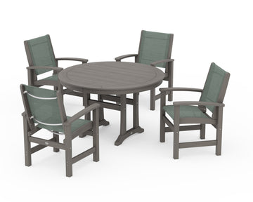 Coastal 5-Piece Round Dining Set with Trestle Legs