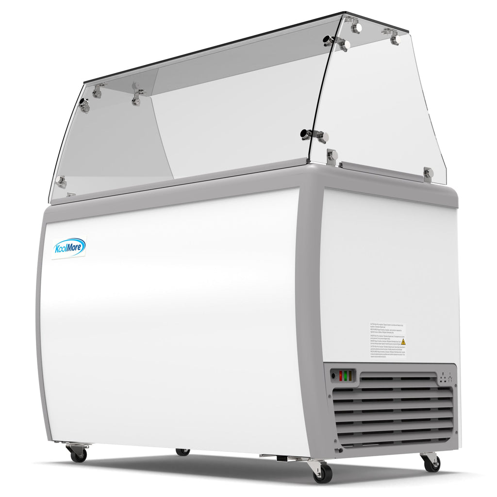 50 in. 8 Tub Ice Cream Dipping Cabinet Display Freezer with Sliding Glass Door and Sneeze Guard 13 cu. ft. - Wrap