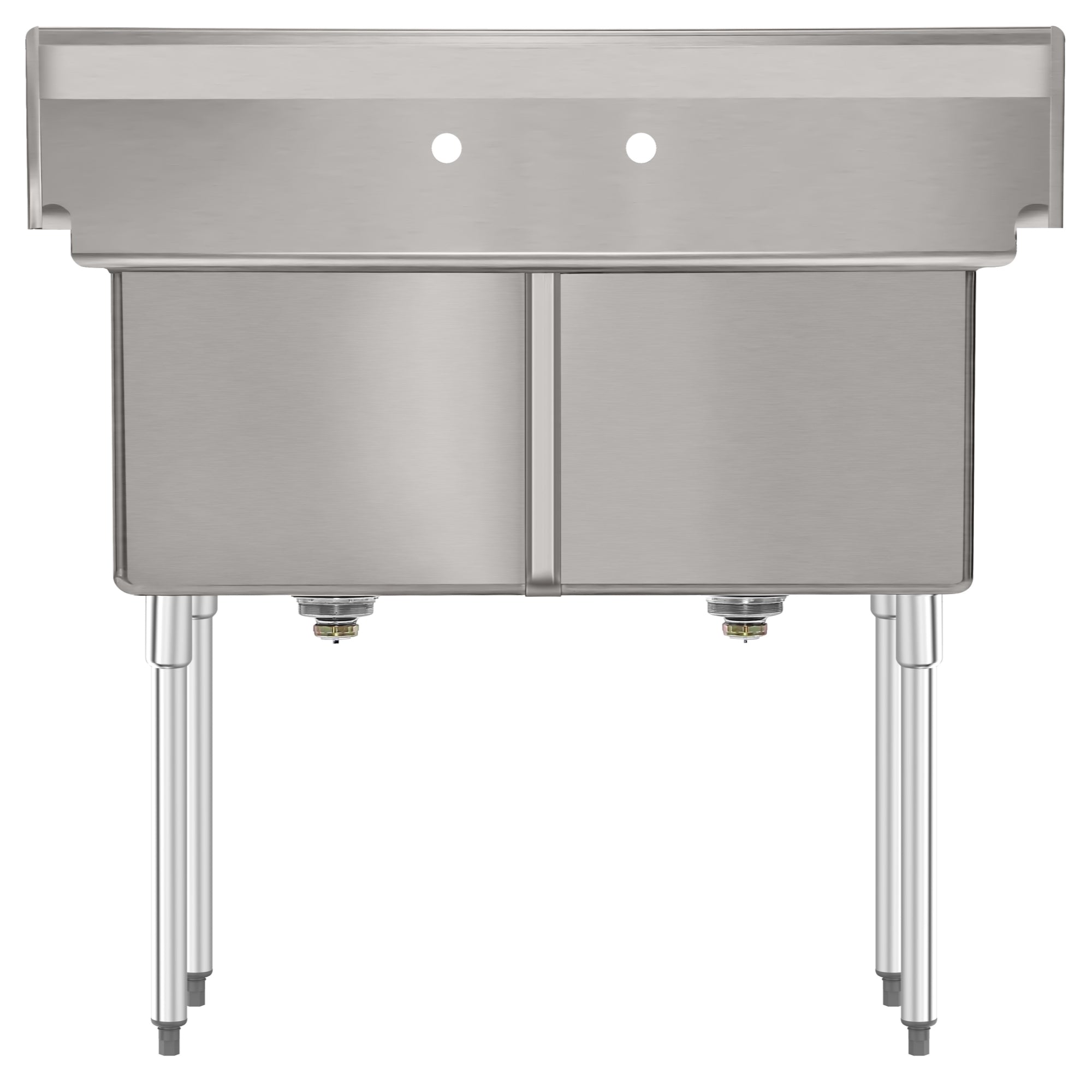 42 in. 18-Gauge 2-Compartment Commercial Sink with Backsplash, Bowl Dimensions 18"x18"x14" in Stainless-Steel