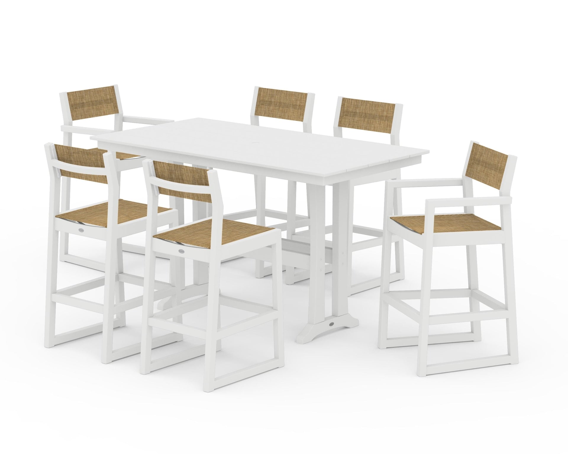 EDGE Sling 7-Piece Farmhouse Bar Set with Trestle Legs