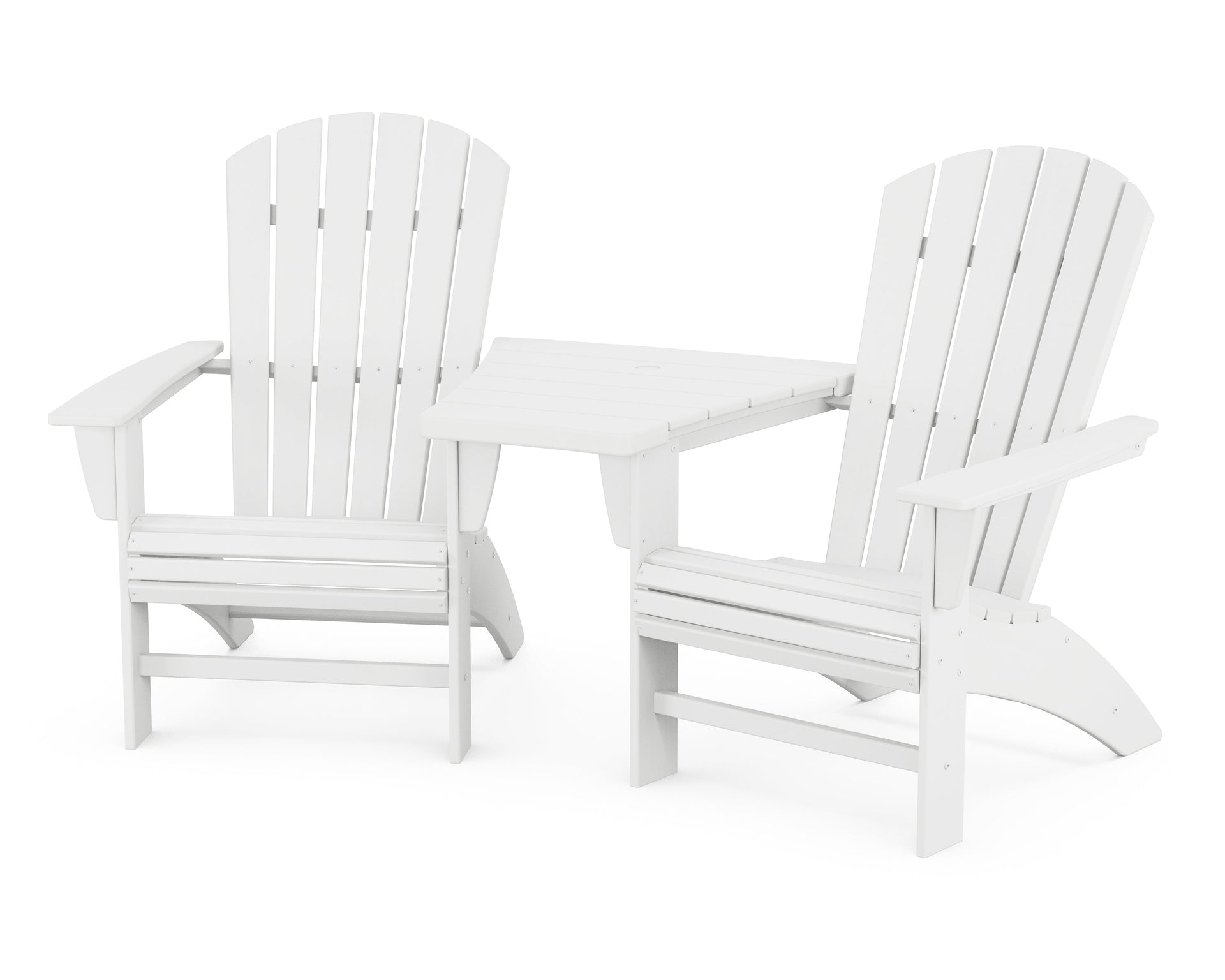Nautical 3-Piece Curveback Adirondack Set with Angled Connecting Table