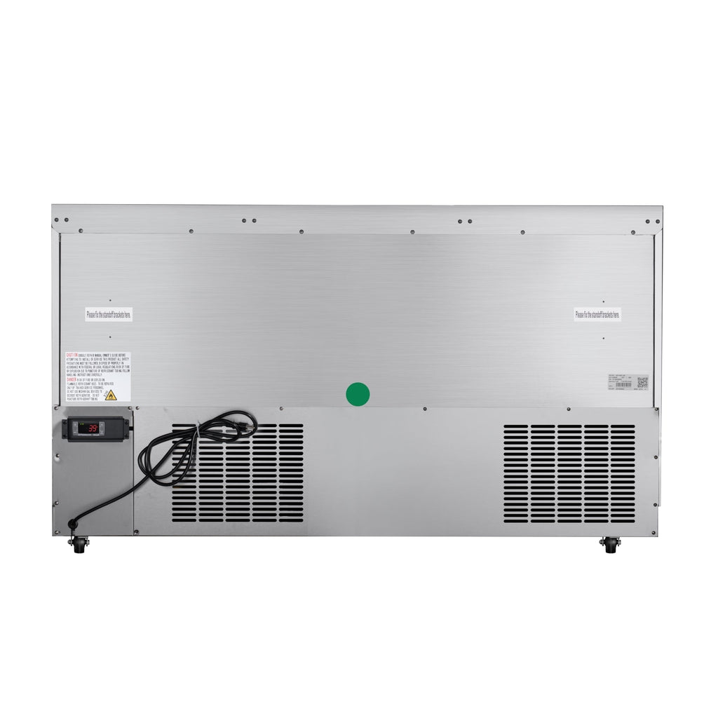 60 in. Commercial Refrigerated Prep Station Cold Table, Stainless-Steel Refrigerator with 12-Pan (Not Included) Capacity with Cover and Two Adjustable Shelves, ETL Listed